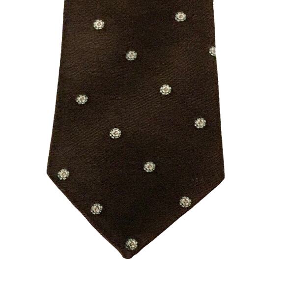 ARNIE Men’s Brown & White Neck Tie Arnold Palmer 60% Wool 40% Silk 55” Long - Picture 9 of 10